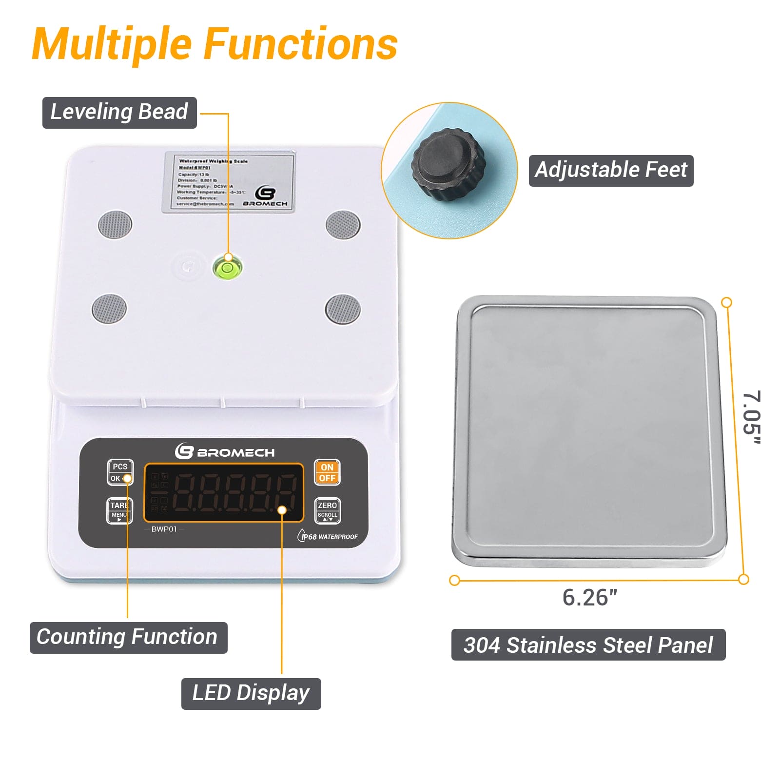 Perfect Kilogram BROMECH Gram Scale Waterproof Weighs Gram, Pound & Kilogram, 13lb Capa ...